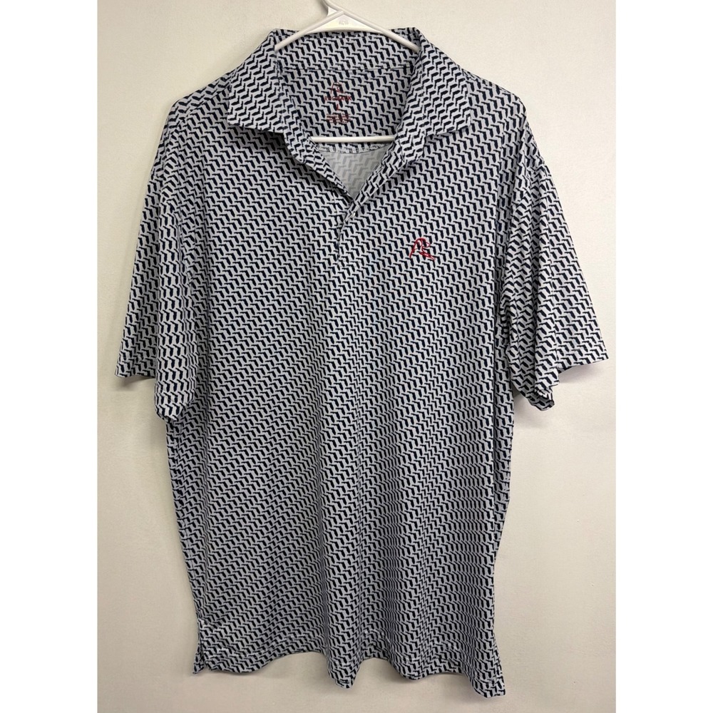 Rhoback Mens Florida State Silhouette Print Performance Polo Shirt Navy White L